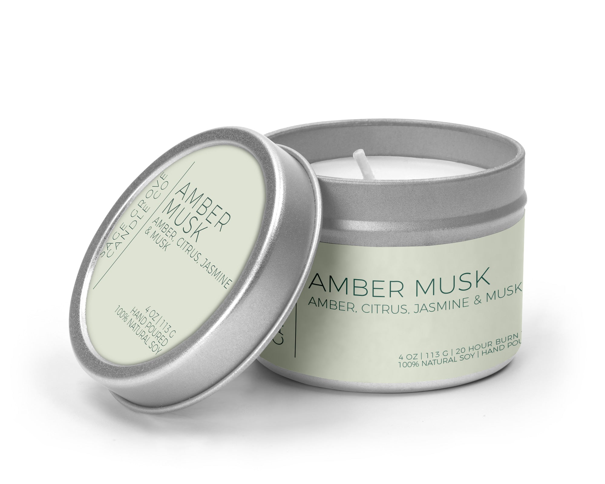 soy candle in small metal tin