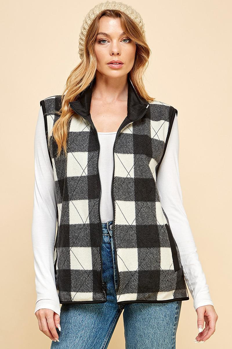 トップス sol Reversible Checked Vest SOL soonerorlater / REVERSIBLE CHECKED VEST / B